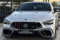 Pachet tuning tip 63 cu grilă negru lucios tip Brabus, cu linii roșii, compatibil cu Mercedes AMG GT X290 4 Door Coupe (după 2019)