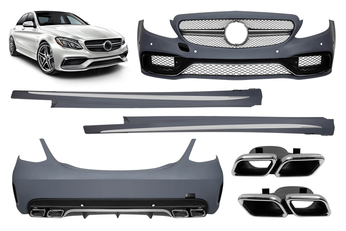 Pachet tuning tip 63 compatibil cu Mercedes C-Class W205 sedan (2015-2018)
