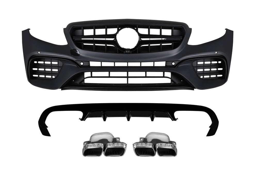63 Type tuning package compatible with Mercedes E class C238 coupe, A238 convertible (2017-2019) with chrome tips, for models with AMG rear bumper