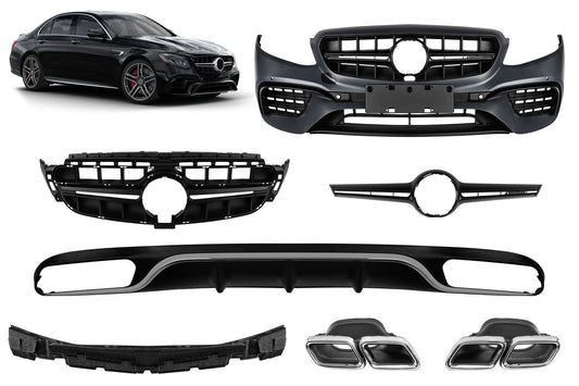 Pachet tuning tip 63 compatibil cu Mercedes E class W213 (2016-2019), compatibil cu modelul cu bară spate standard