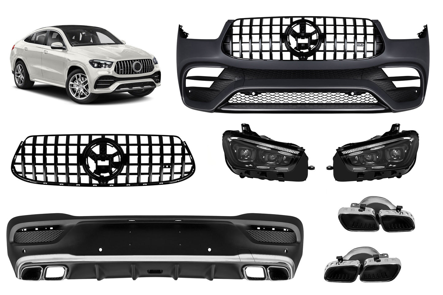 Tuning package type 63 compatible with Mercedes GLE Coupe C167 (2020-2023), with LED headlights