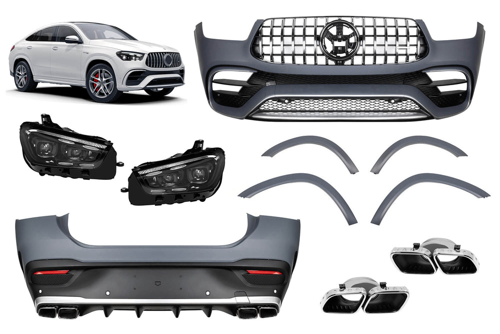 Pachet tuning tip 63 compatibil cu Mercedes GLE Coupe C167 (2020-2023), cu bară spate și faruri LED