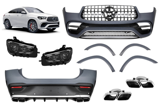 Pachet tuning tip 63 compatibil cu Mercedes GLE Coupe C167 (2020-2023), cu bară spate și faruri LED