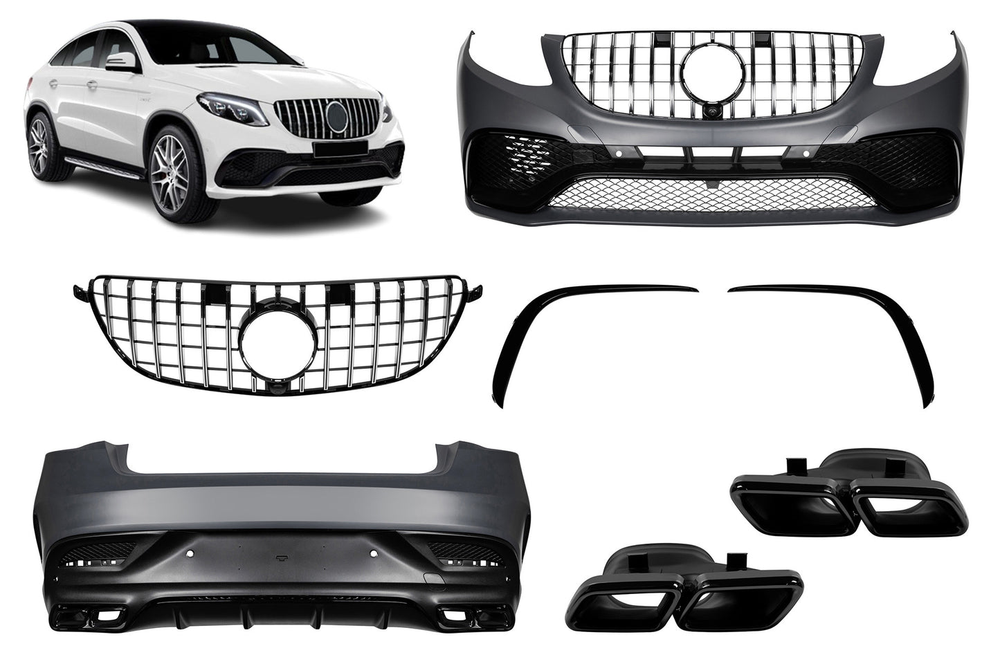 Pachet tuning cu bară spate tip 63 compatibil cu Mercedes GLE Coupe C292 (2016-2019)