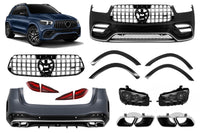 Pachet tuning tip 63 compatibil cu Mercedes GLE SUV W167 (2019-2023), cu elemente cromate, faruri LED și stopuri LED