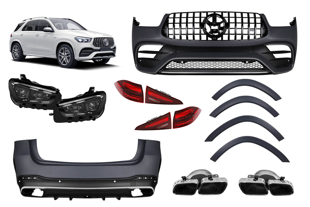 Pachet tuning tip 63 compatibil cu Mercedes GLE W167 (după 2020) cu faruri și stopuri