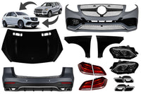 Pachet tuning tip 63 compatibil cu Mercedes ML W166 (2011-2015) convertit în GLE W166, pentru modelul cu faruri halogen