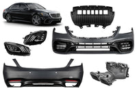 Pachet tuning tip 63 compatibil cu Mercedes S-Class W222 (2017-2020), cu faruri LED, fără praguri laterale