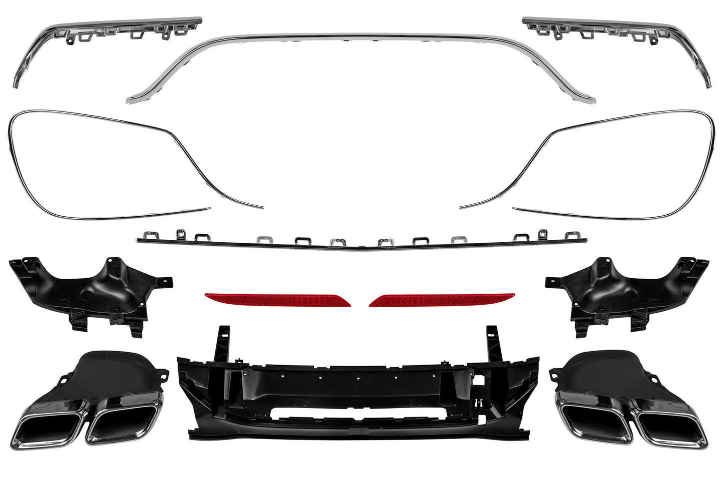 Pachet tuning tip 63 compatibil cu Mercedes S class W222 (2017-2020), cu faruri, stopuri, grilă, fără praguri