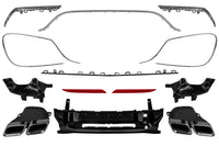 Pachet tuning tip 63 compatibil cu Mercedes S class W222 (2017-2020), cu faruri, stopuri, grilă, fără praguri
