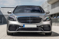 Pachet tuning tip 63 compatibil cu Mercedes S class W222 (2017-2020), cu faruri, stopuri, grilă, fără praguri
