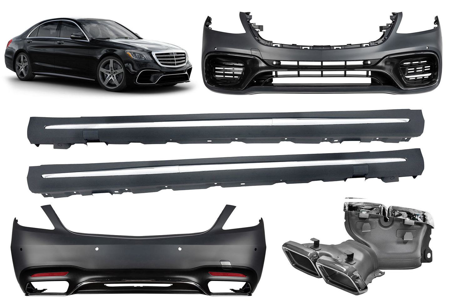 Pachet tuning tip 63 compatibil cu Mercedes S-Class W222 ampatament lung (2017-2020), cu praguri