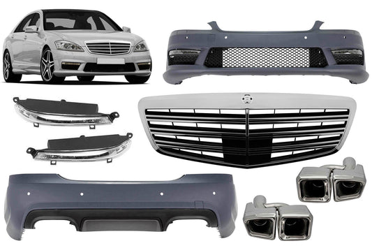Pachet tuning tip 63 compatibil cu Mercedes S class W221 (2006-2013), compatibil cu ampatament scurt și lung, fără praguri
