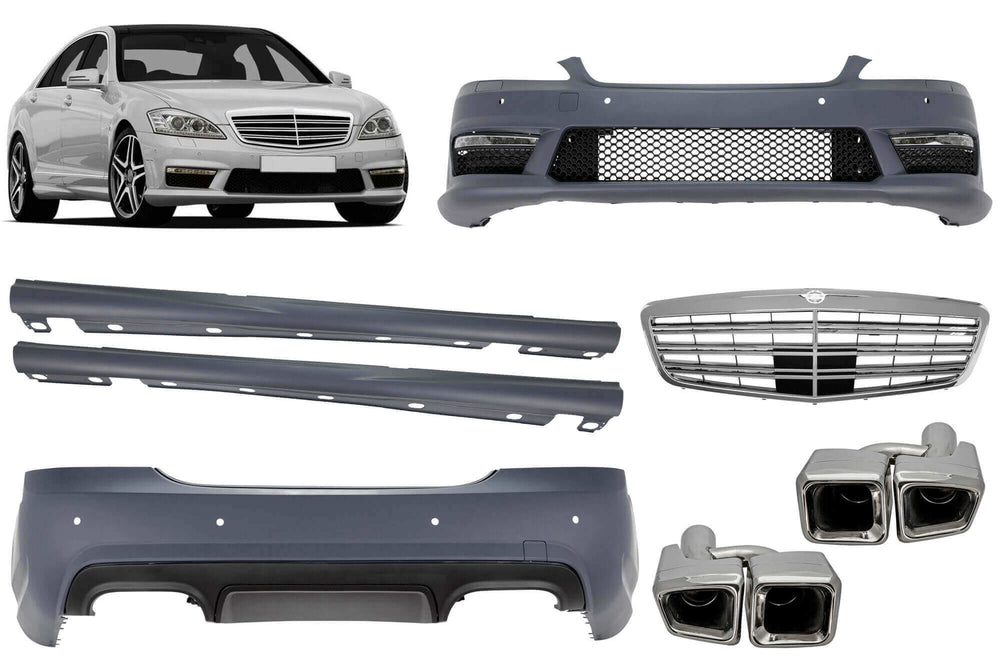 Pachet tuning tip 63 compatibil cu Mercedes S class W221 ampatament lung (2006-2013) cu praguri