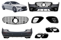 Pachet de tuning tip 63 compatibil cu Mercedes S-Class W223 (după 2020), cu elemente finisate în crom fumuriu