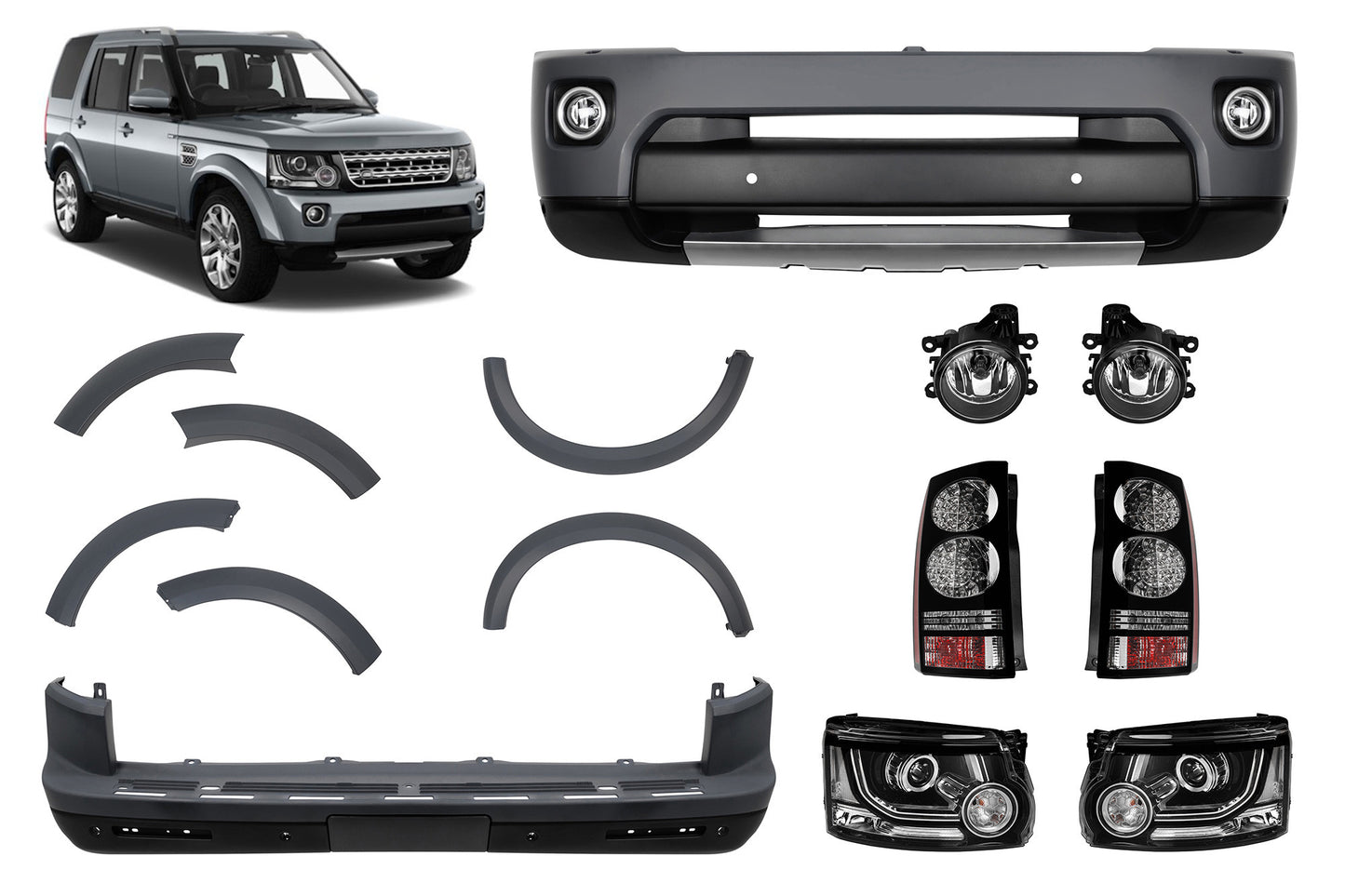 Pachet tuning tip Discovery 4 Facelift design compatibil cu Land Rover Discovery 3 L319 (2004-2009)