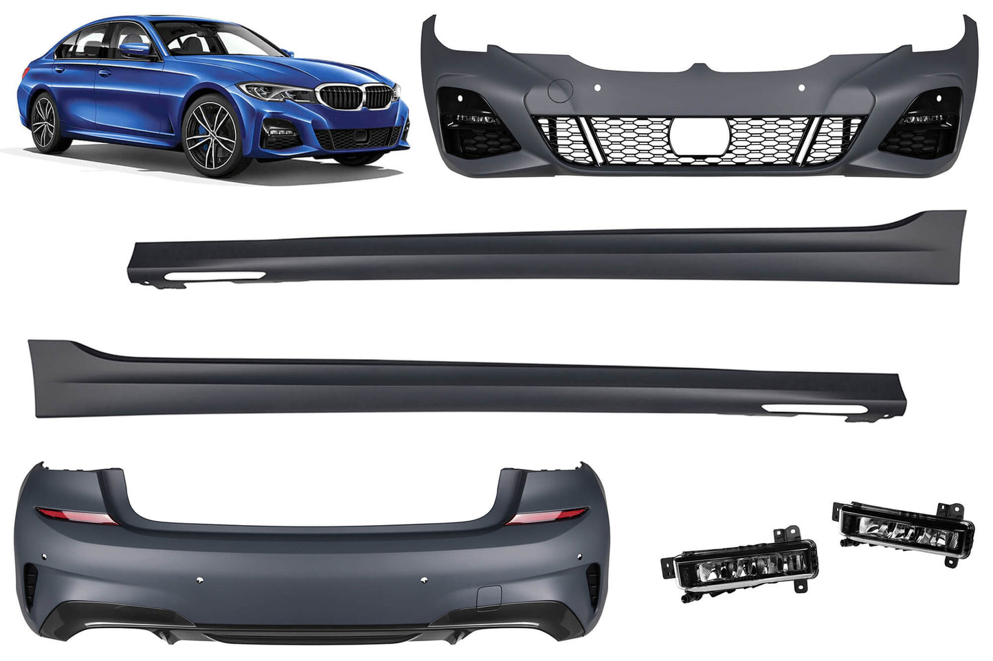 Pachet tuning compatibil cu BMW seria 3 G20 (dupa 2019), cu grila compatibila cu ACC