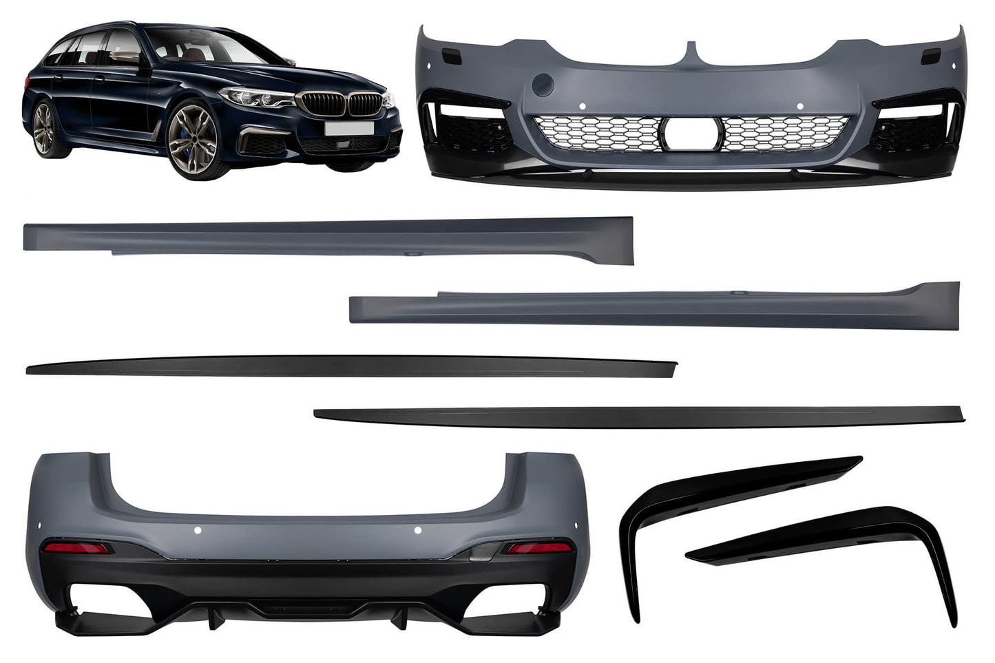 Performance tuning package compatible with BMW 5 Series G31 touring (2017-2019) with 550-style diffuser
