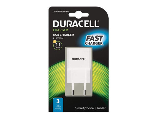 Incarcator USB Duracell 2.1A 220V, culoare alba