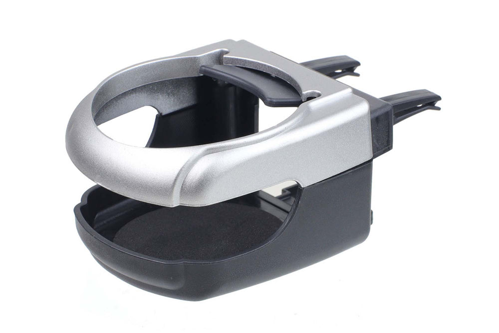 Universal cup holder, mounting on the ventilation grille, black with grey