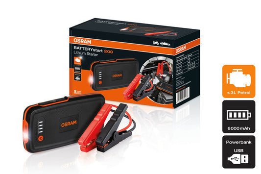 Baterie externa Osram Batterystart 200 pentru pornirea motorului, 6000mAh, 12V, 150-500A
