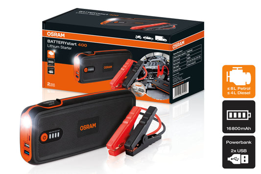 Baterie externa Osram Batterystart 400 pentru pornirea motorului, 16800mAh, 12V, 400-2000A