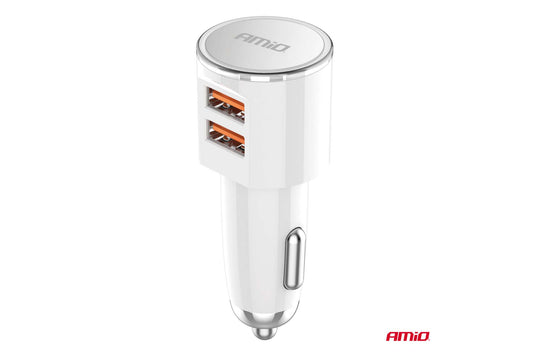 Incarcator auto Amio pentru bricheta cu 2 porturi USB, 12/24V, 17.5W, 3.4A