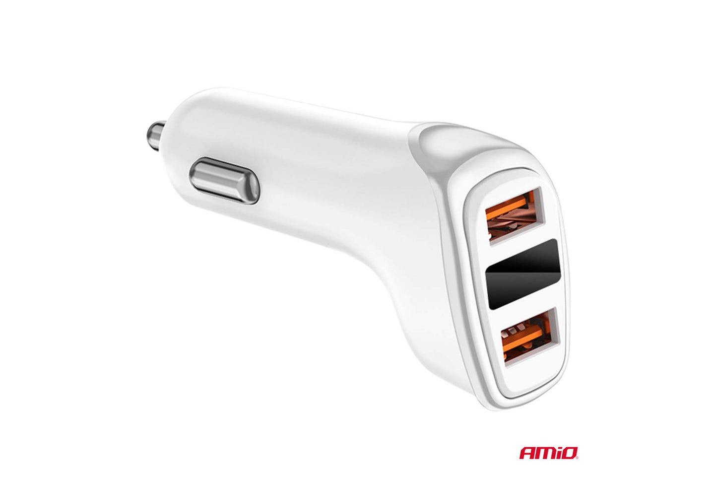 Incarcator auto Amio pentru bricheta cu 2 porturi USB si afisaj, 12/24V, 15.5W, 3.1A