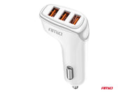 Incarcator auto Amio pentru bricheta cu 3 porturi USB, 12/24V, 15.5W, 3.1A
