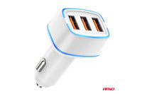 Incarcator auto Amio pentru bricheta cu 3 porturi USB, 12/24V, 30W, 3A