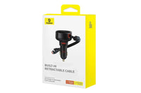 Baseus Enjoyment Pro este un incarcator auto cu un port USB si doua cabluri Type-C si Iphone, compatibil cu tensiuni intre 12-24V si o putere de 60W