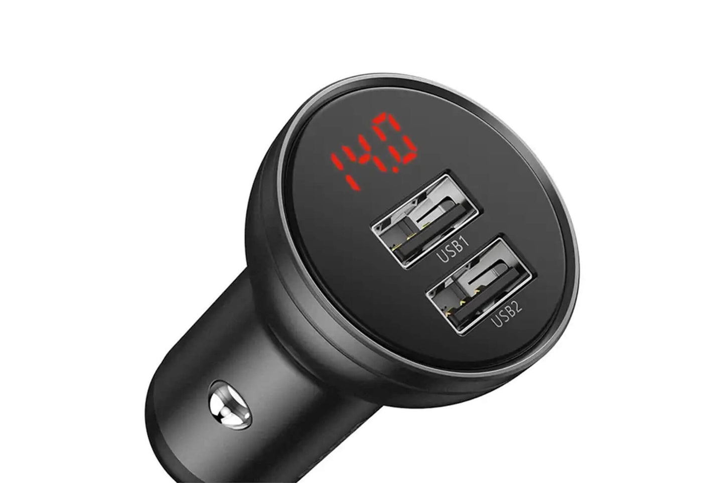 Baseus Car Charger with Digital Display and 2 USB Ports, 12-24V, 24W, 2.4A