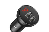 Baseus Car Charger with Digital Display and 2 USB Ports, 12-24V, 24W, 2.4A
