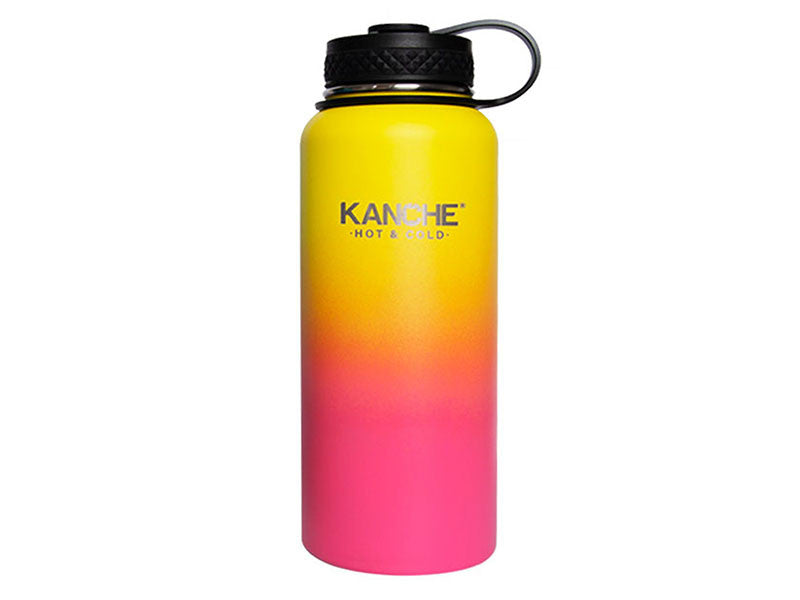 Yellow-pink metallic thermos Kanche Travel with me, 960ml capacity
