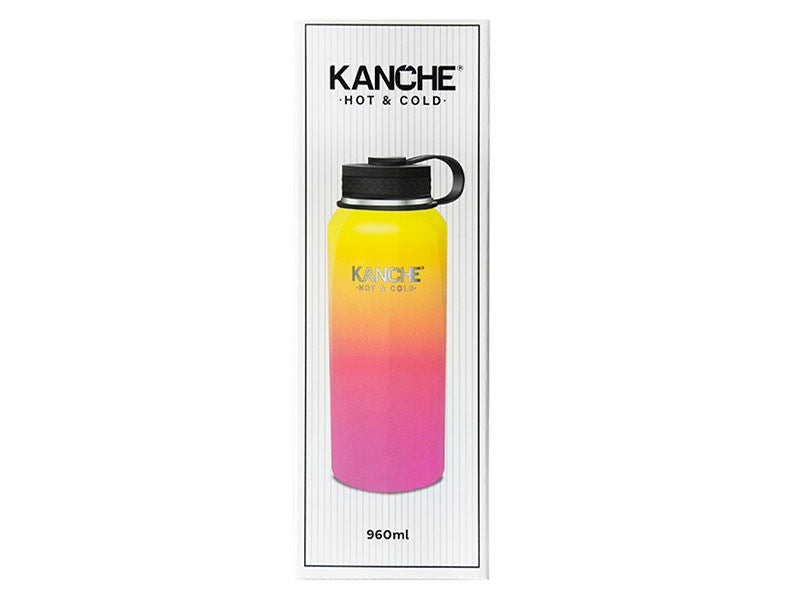 Yellow-pink metallic thermos Kanche Travel with me, 960ml capacity