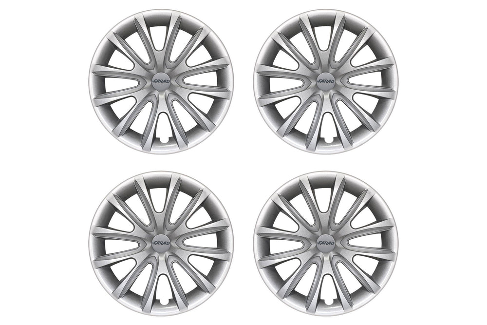 Capace roți Farad 15" model 240/15, gri cu dungi gri deschis și capace interioare, 4 bucăți.