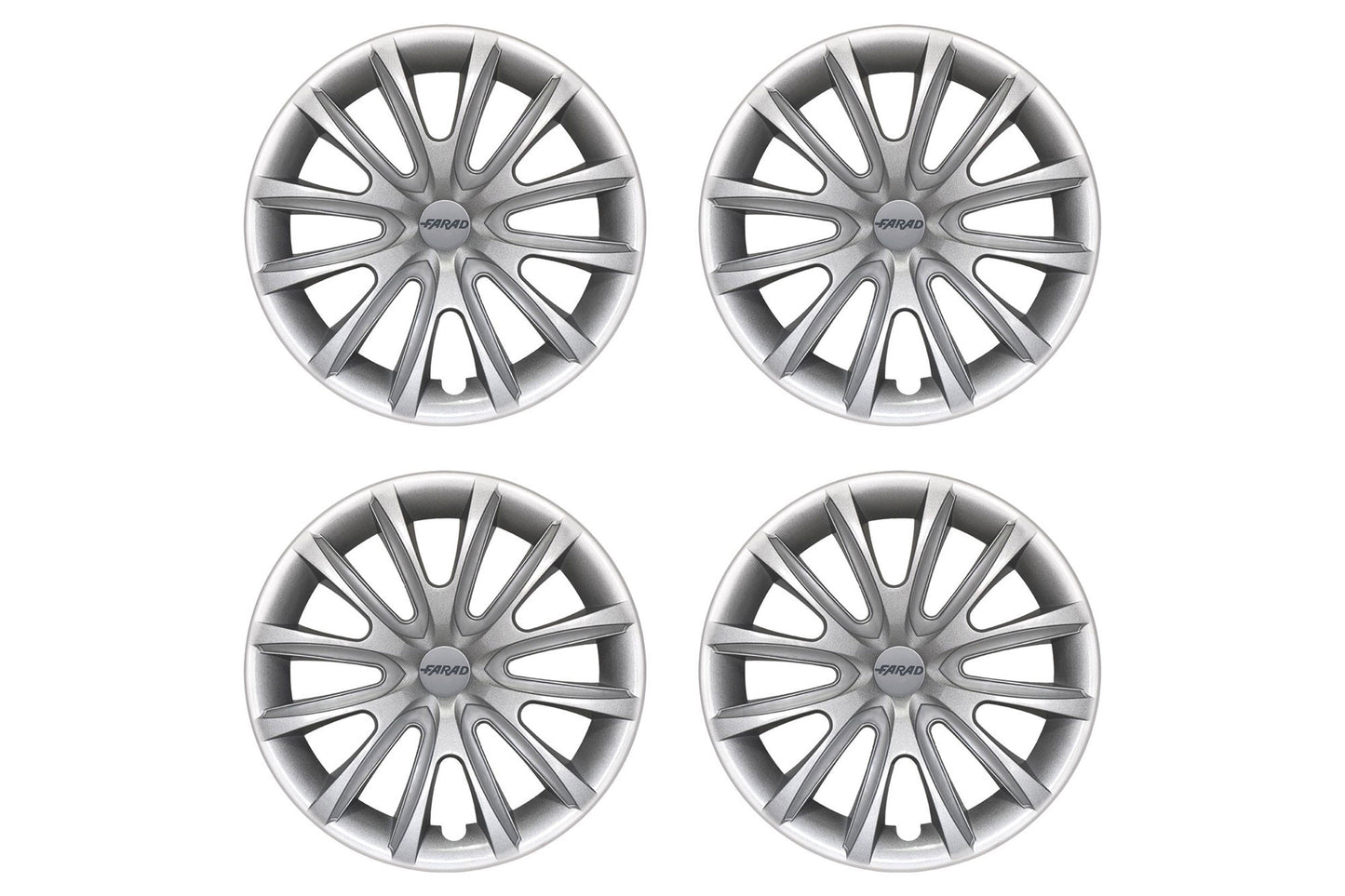 Capace roți Farad 15" model 240/15, gri cu dungi gri deschis și capace interioare, 4 bucăți.