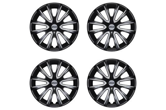 Capace roti Farad 16" model 240/16, lacuite negru cu dungi gri deschis si capace interioare, 4 bucati