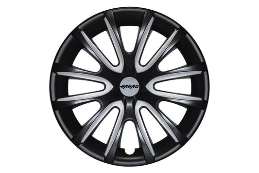 Capace roti Farad 16" model 240/16, lacuite negru cu dungi gri deschis si capace interioare, 4 bucati