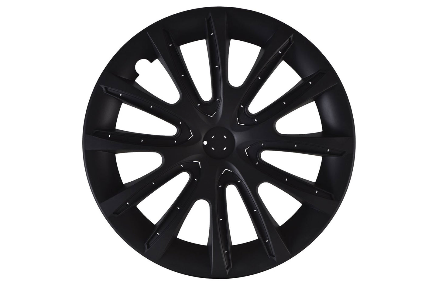 Capace roți Farad 16" model 240/16, negru lucios cu dungi gri deschis și capace interioare, 4 bucăți