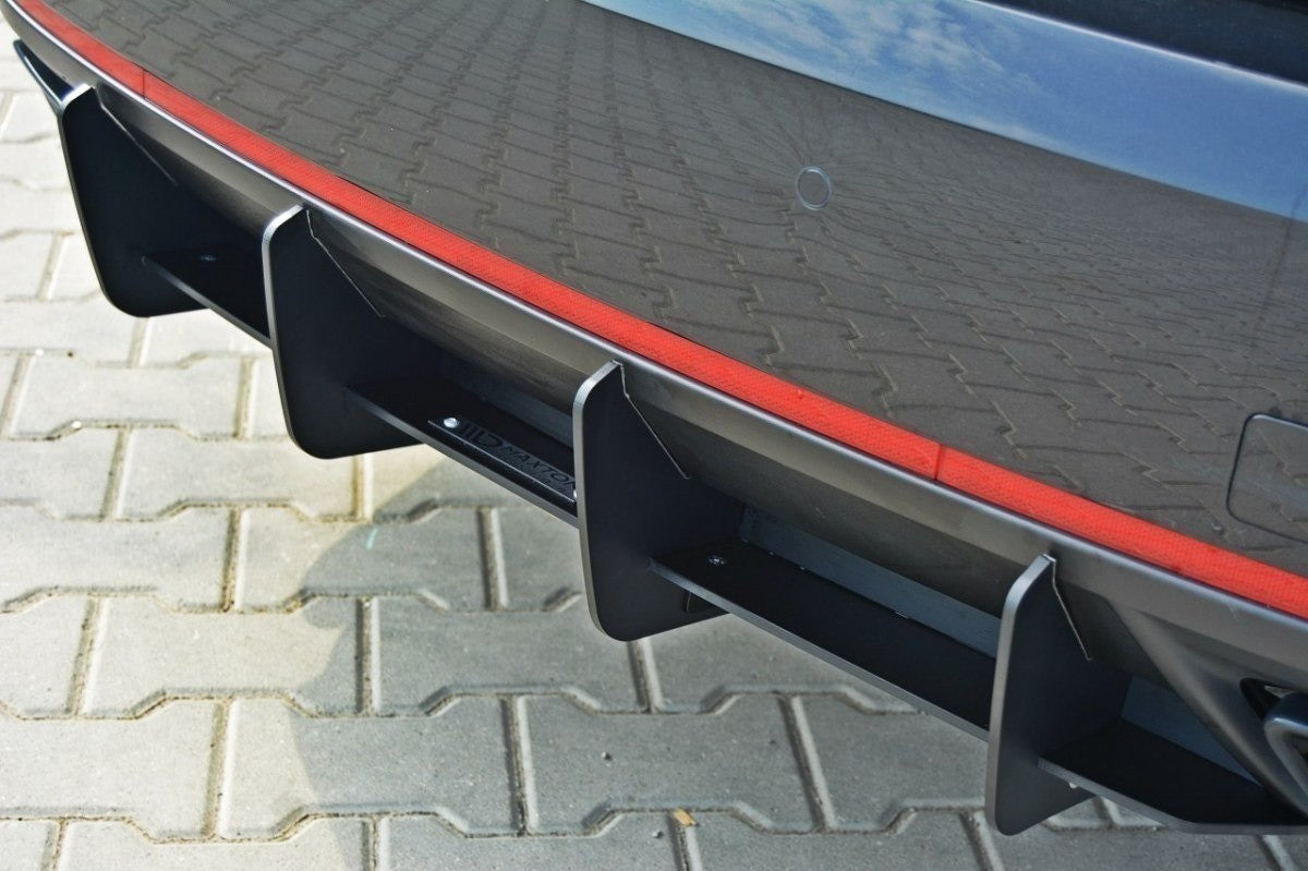 Insert difuzor spate RS Maxton Design pentru Skoda Octavia hatchback, combi (2013-2019), negru mat