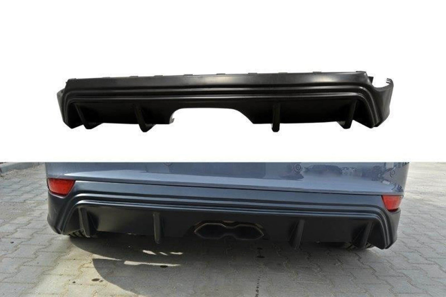 Diffuser spate Maxton Design pentru bara Ford Focus (2015-2018), negru mat
