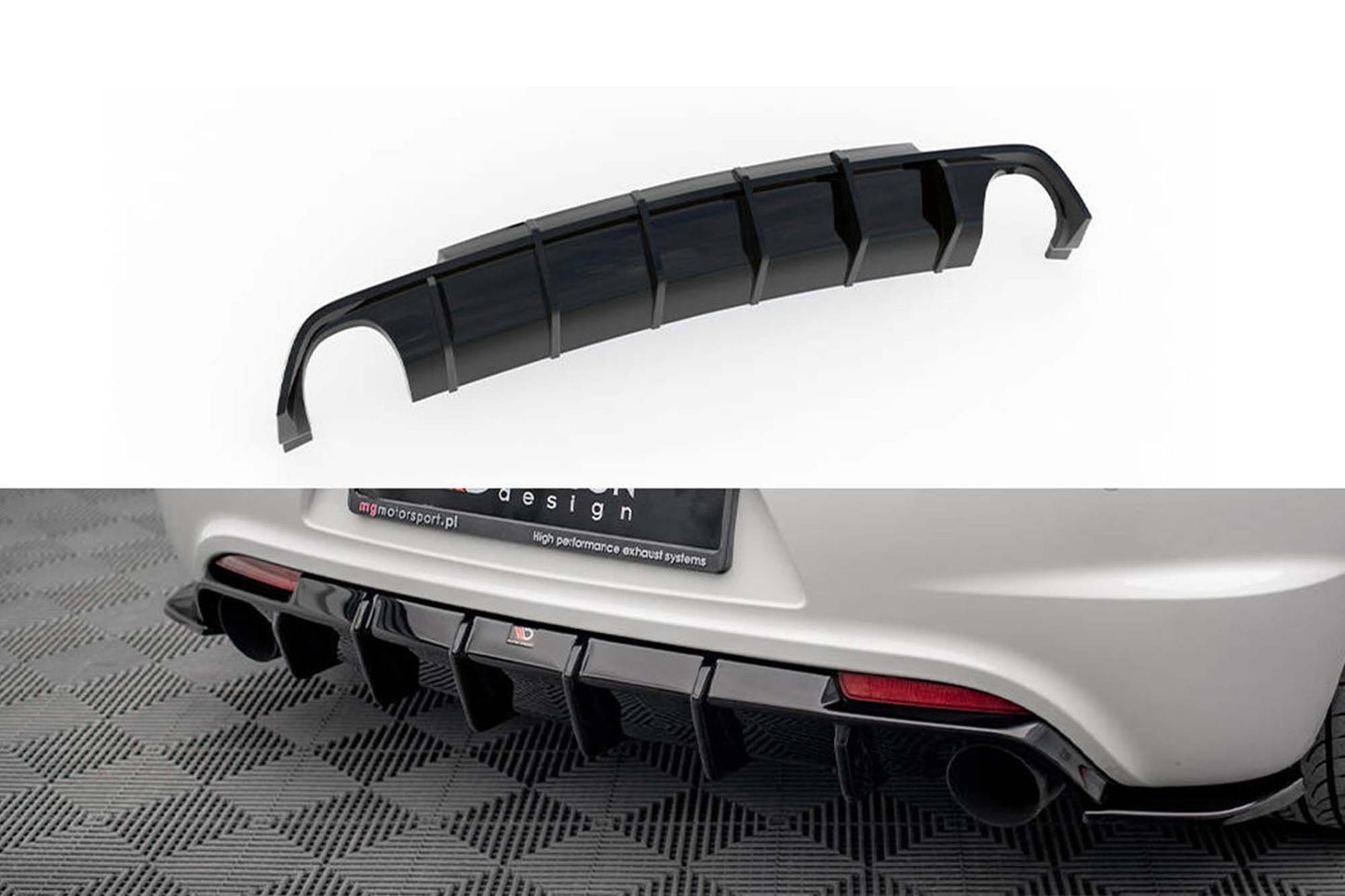 Difuser bara spate Maxton Design versiunea 1 pentru Volkswagen Scirocco R (2008-2014), negru mat