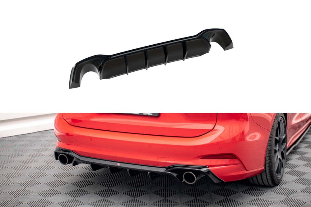Diffuser Maxton Design versiunea 2 pentru bara spate ST a Ford Focus Estate (2018-), negru lucios