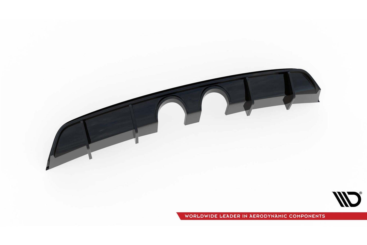 Difuser bara spate Maxton Design versiunea 3 pentru Volkswagen Scirocco R cu evacuari tip R32 (2011-2014), lac negru