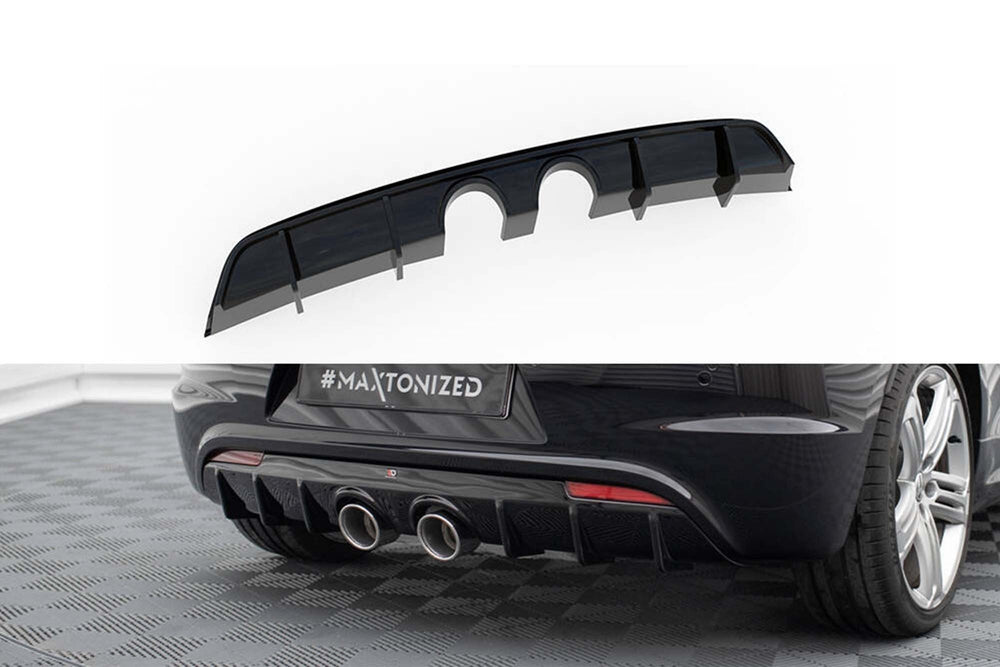 Difuser bara spate Maxton Design versiunea 3 pentru Volkswagen Scirocco R cu evacuari tip R32 (2011-2014), lac negru