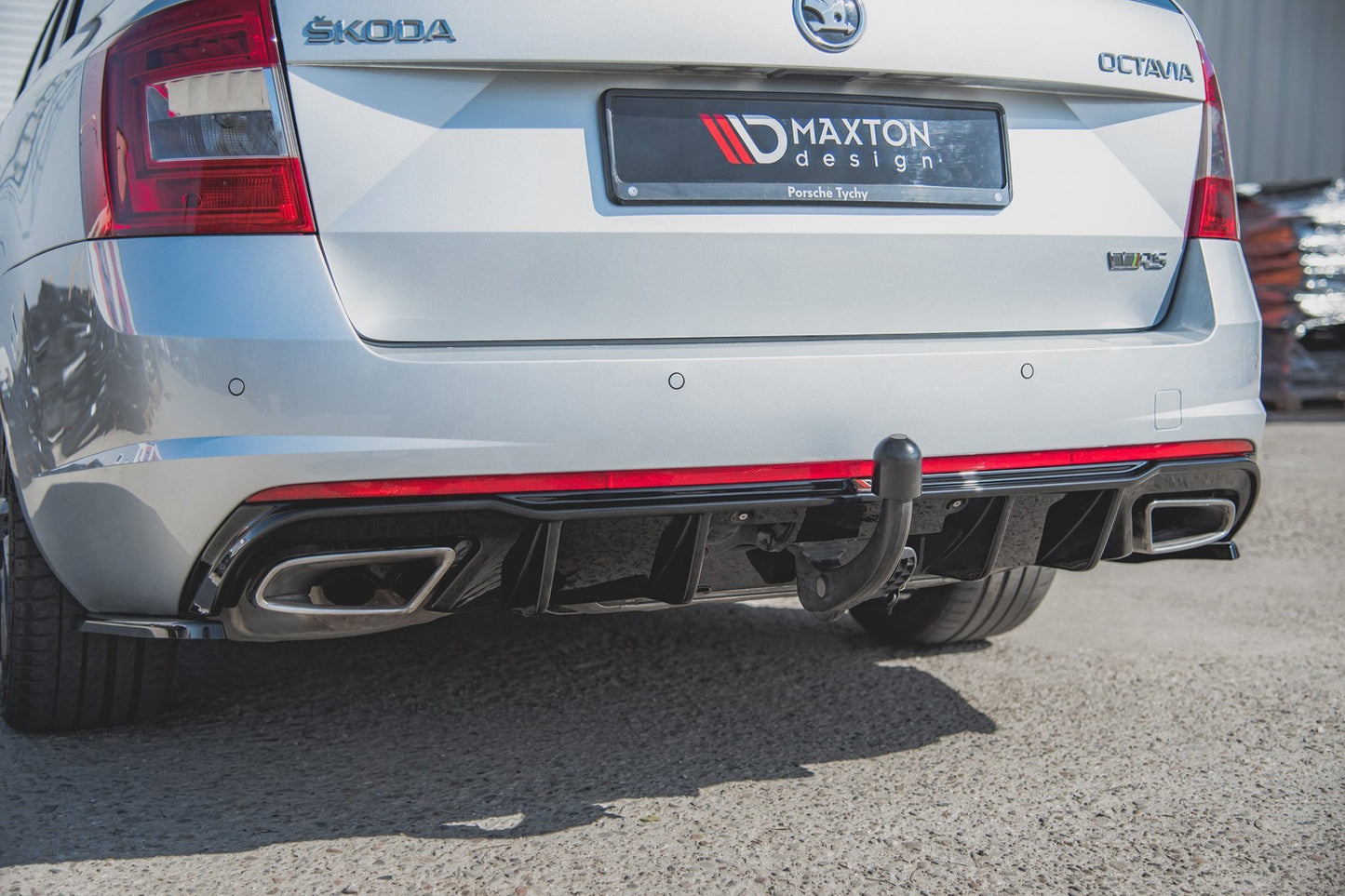 Maxton Design Diffuser for Skoda Octavia RS (2013-2019) rear bumper, gloss black