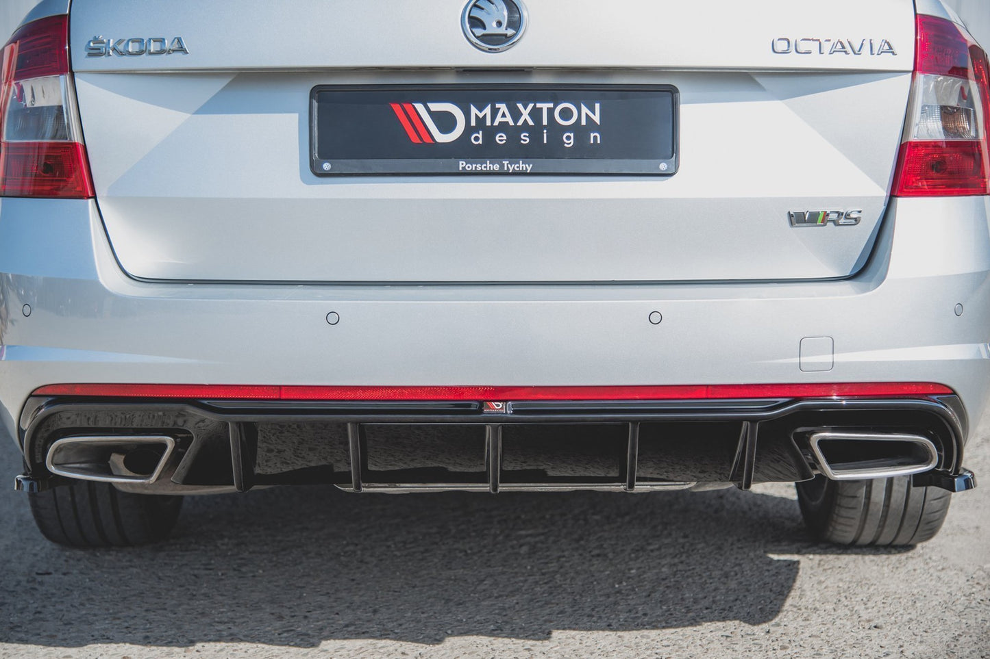 Maxton Design Diffuser for Skoda Octavia RS (2013-2019) rear bumper, gloss black