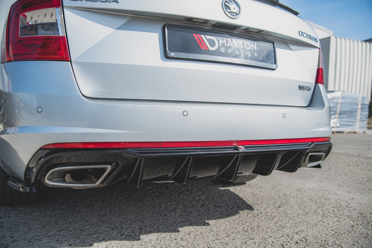 Maxton Design Rear Diffuser for Skoda Octavia RS (2013-2019) Bumper, Matte Black