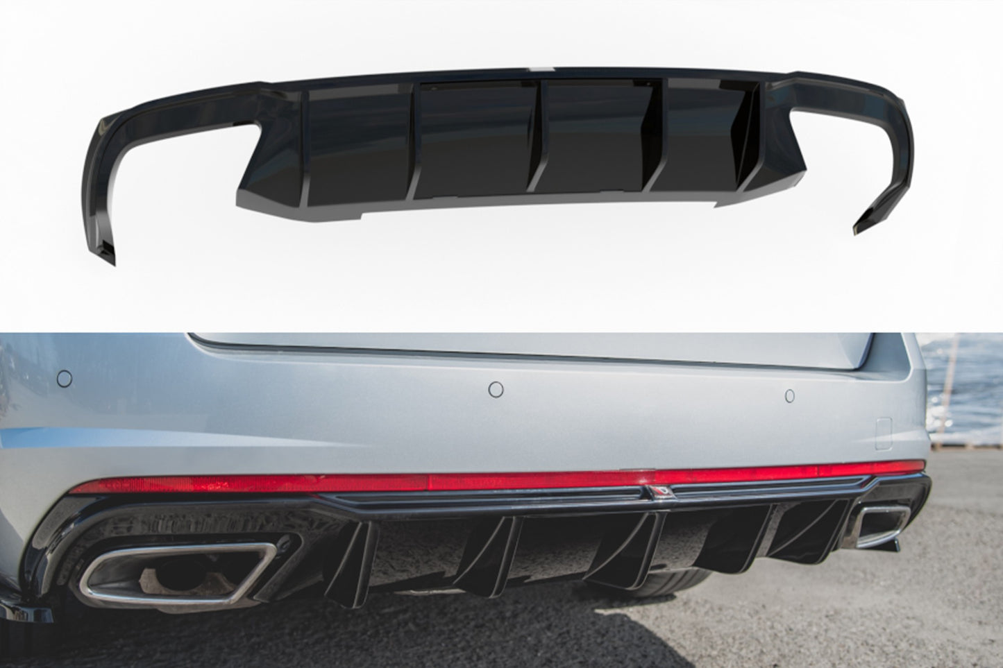 Maxton Design Rear Diffuser for Skoda Octavia RS (2013-2019) Bumper, Matte Black